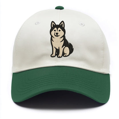 Pomsky - Pomeranian-Husky mix sitting po Two Tone Cap - Green