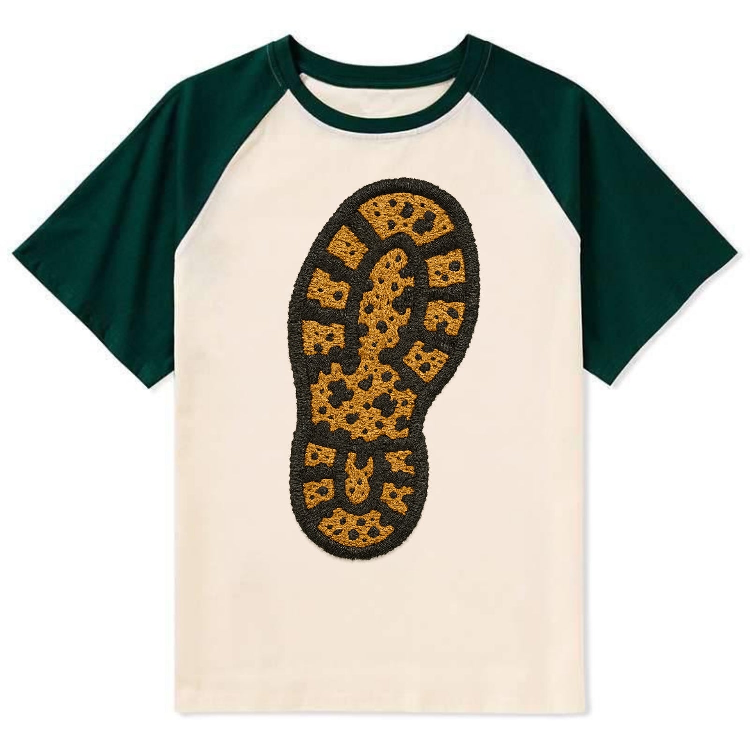 Hiking Boot Print  - Contrast Raglan T-shirt - Green