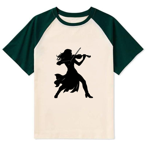 Violinist performing dramatic pose - Contrast Raglan T-shirt