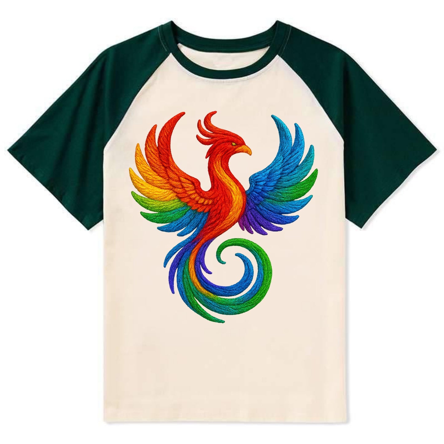Phoenix Rising  - Contrast Raglan T-shirt - Green