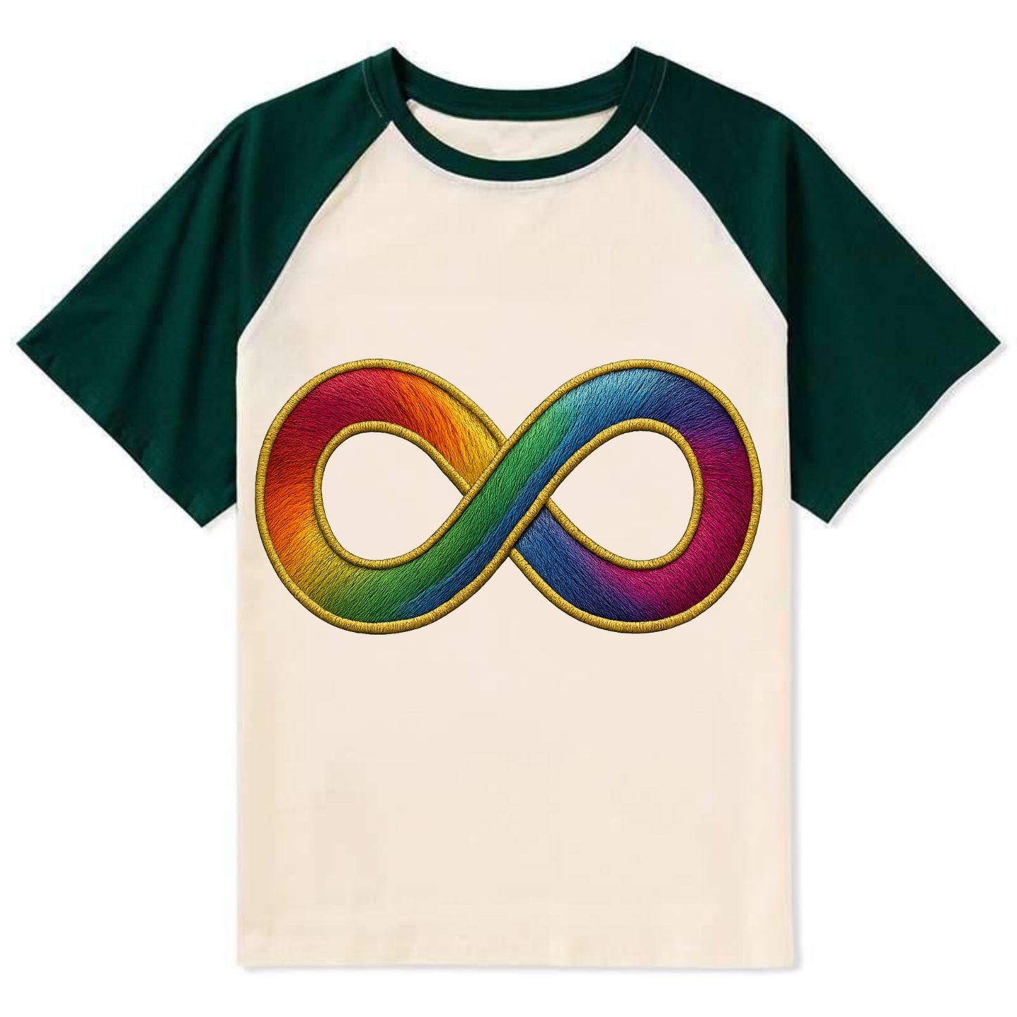 Infinity Symbol  - Contrast Raglan T-shirt - Green