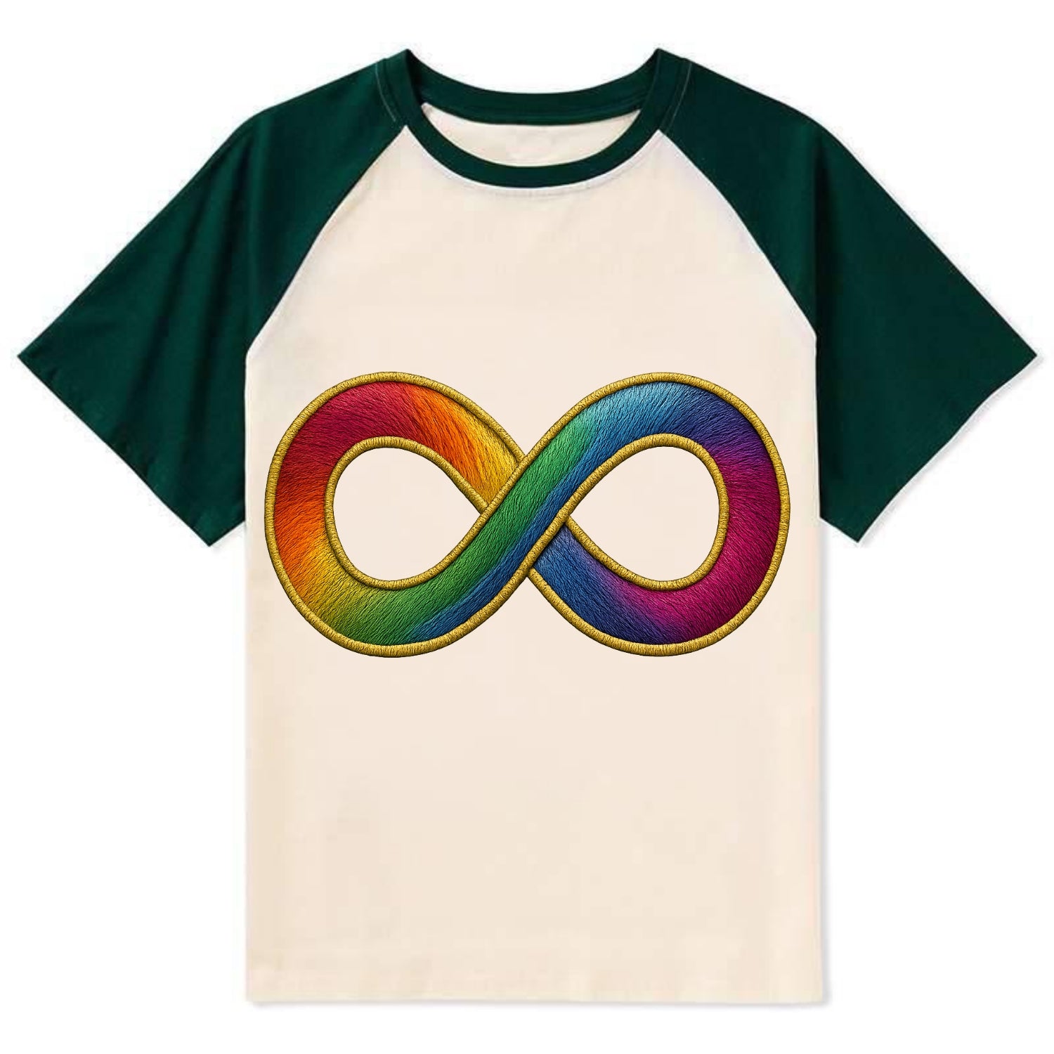 Infinity Symbol  - Contrast Raglan T-shirt - Green