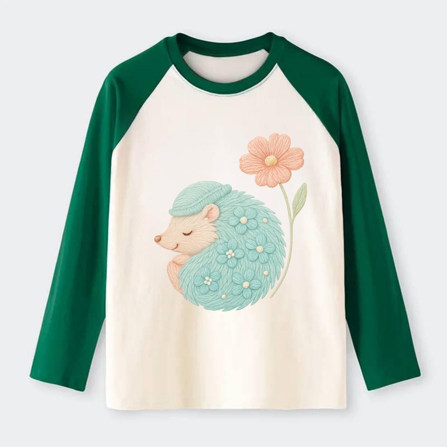 Aqua Hedgehog - Raglan Long Sleeve T-Shirt - Green
