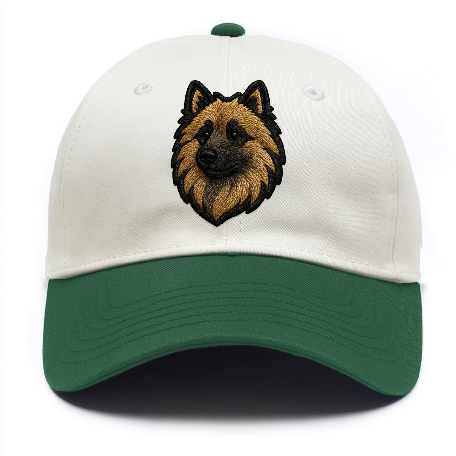 Keeshond - Contemporary spitz logo with - Two Tone Cap - Green