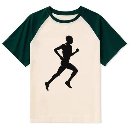 Kenyan distance runner stride - Contrast Raglan T-shirt - Green