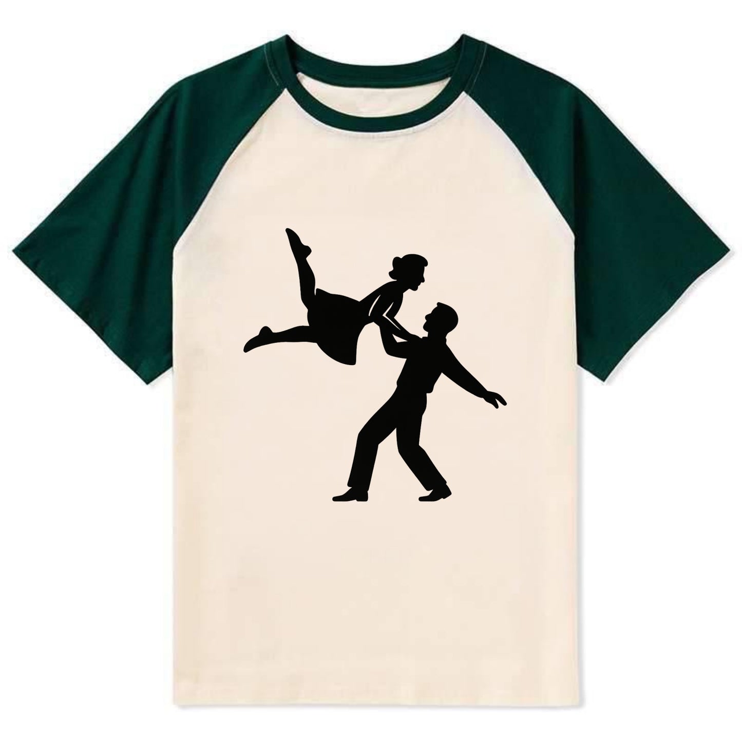 Swing dancers aerial lift - Contrast Raglan T-shirt - Green