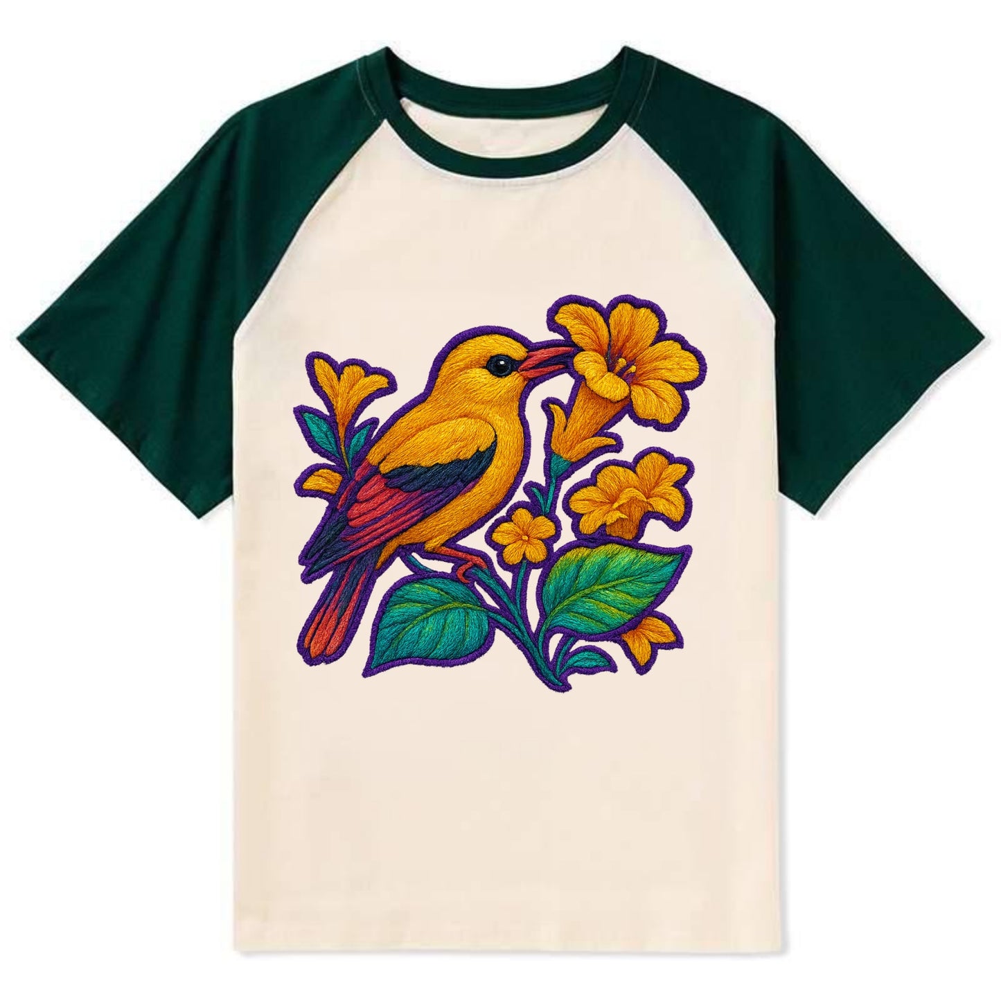 Golden Oriole - Contrast Raglan T-shirt - Green
