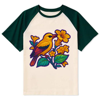 Golden Oriole - Contrast Raglan T-shirt - Green