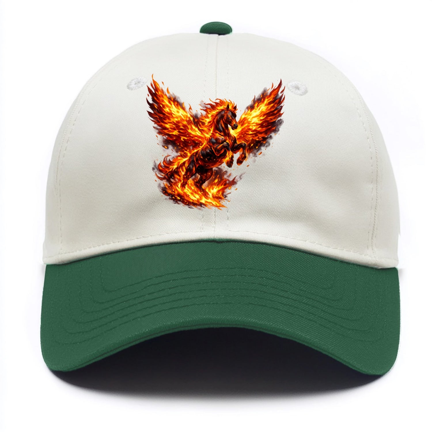 PHOENIX FIRE HORSE | Horse emerging from flames like phoenix | Rebirth - Two Tone Cap - Green