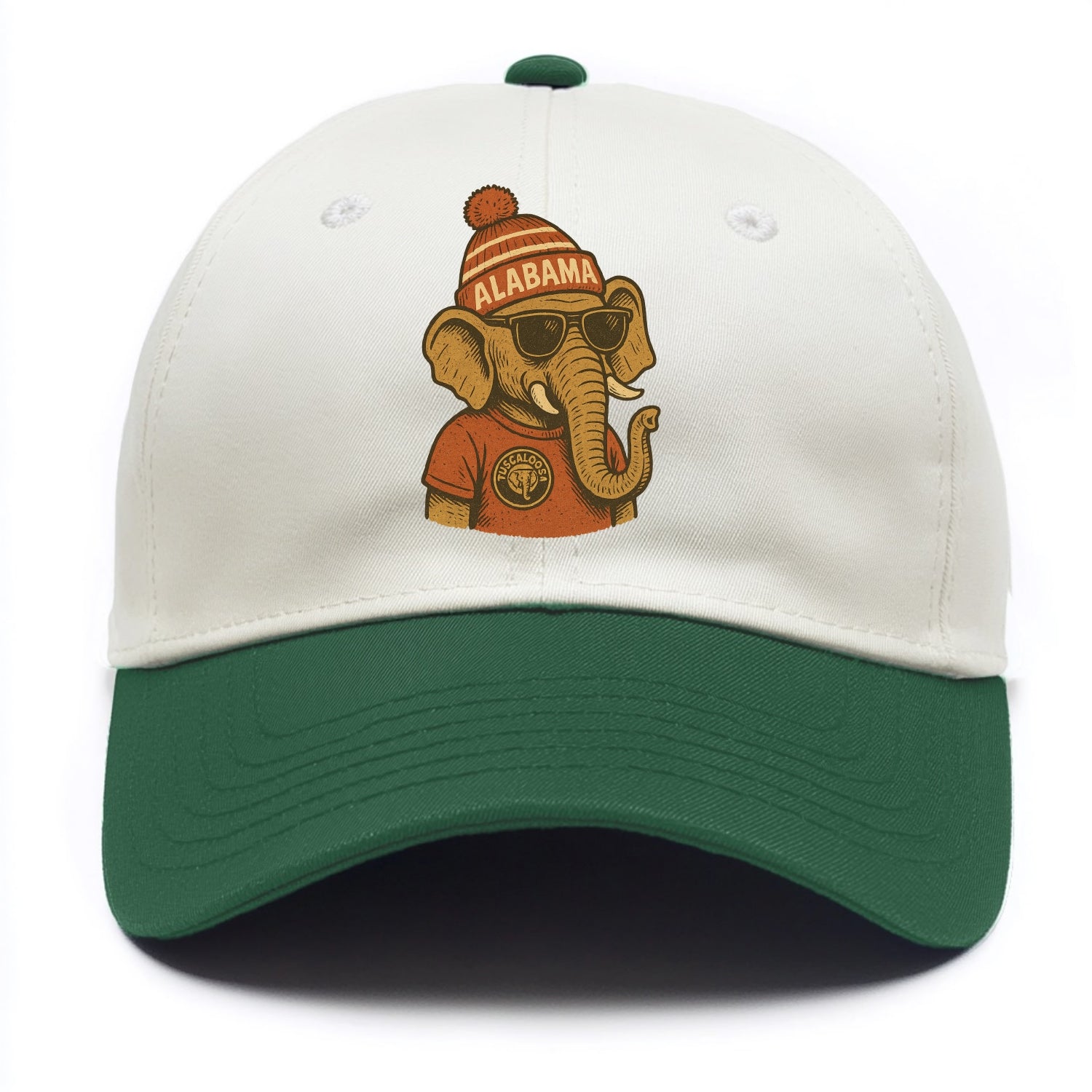 Tuscaloosa Crimson Elephant wearing Alab - Two Tone Cap - Green