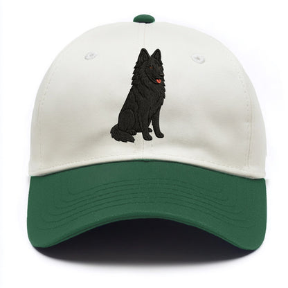 Belgian Sheepdog - Black long-haired embroidered pose - Two Tone Cap - Green
