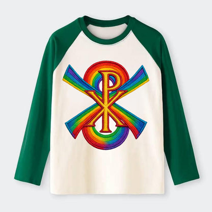 Chi Rho  - Raglan Long Sleeve T-Shirt - Green