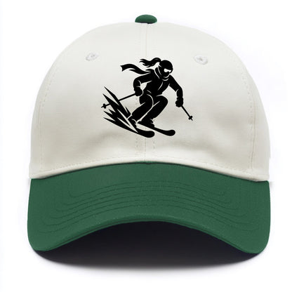 Skier carving down snowy slope - Two Tone Cap - Green