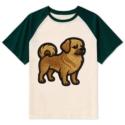Tibetan Spaniel - Modern Tibetan breed d - Contrast Raglan T-shirt - Green