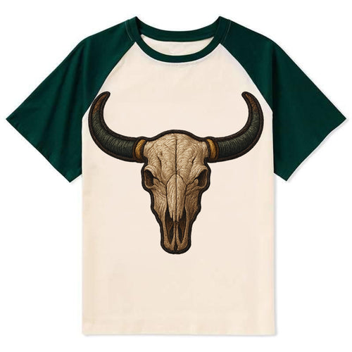 Bull Skull  - Contrast Raglan T-shirt