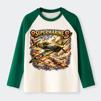 Supermarine Spitfire - Raglan Long Sleeve T-Shirt - Green