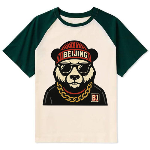 Beijing Panda - Contrast Raglan T-shirt