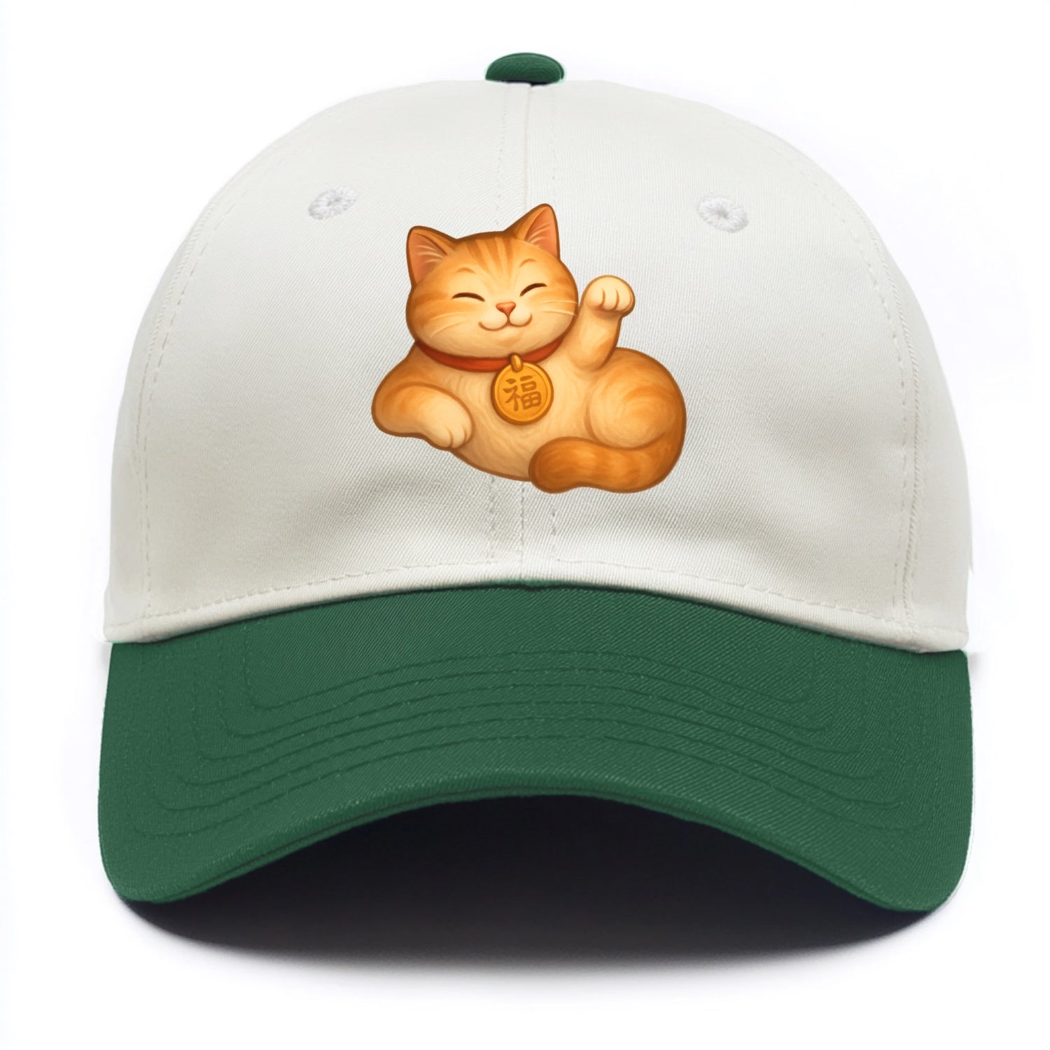 Maneki Neko Pose - Two Tone Cap - Green