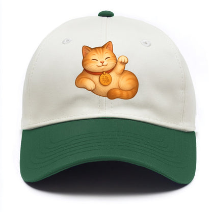 Maneki Neko Pose - Two Tone Cap - Green