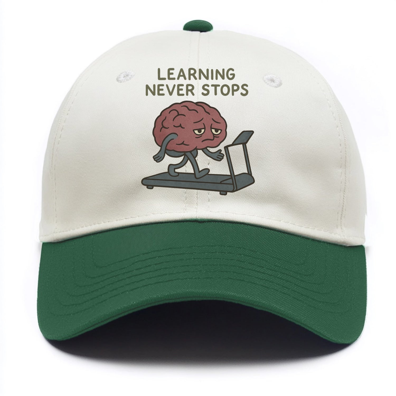 LEARNING NEVER STOPS | Exhausted brain on treadmill - Two Tone Cap - Green