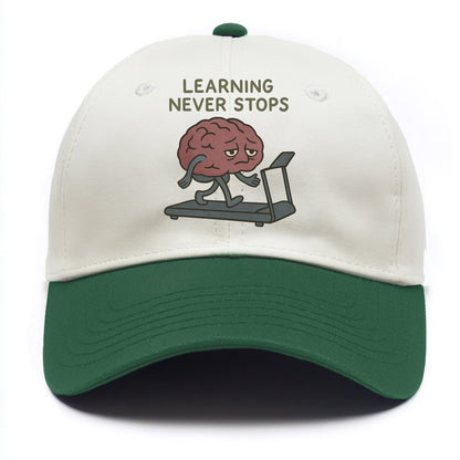 LEARNING NEVER STOPS | Exhausted brain on treadmill - Two Tone Cap - Green