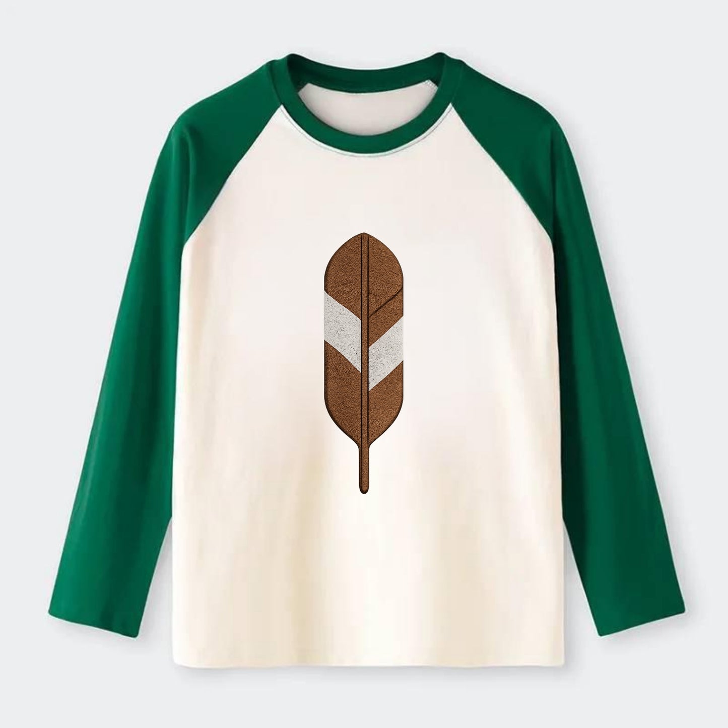 Eagle Feather  - Raglan Long Sleeve T-Shirt - Green
