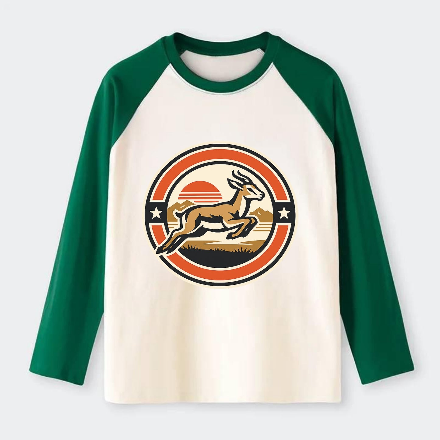 Proud Springbok Emblem - Raglan Long Sleeve T-Shirt - Green