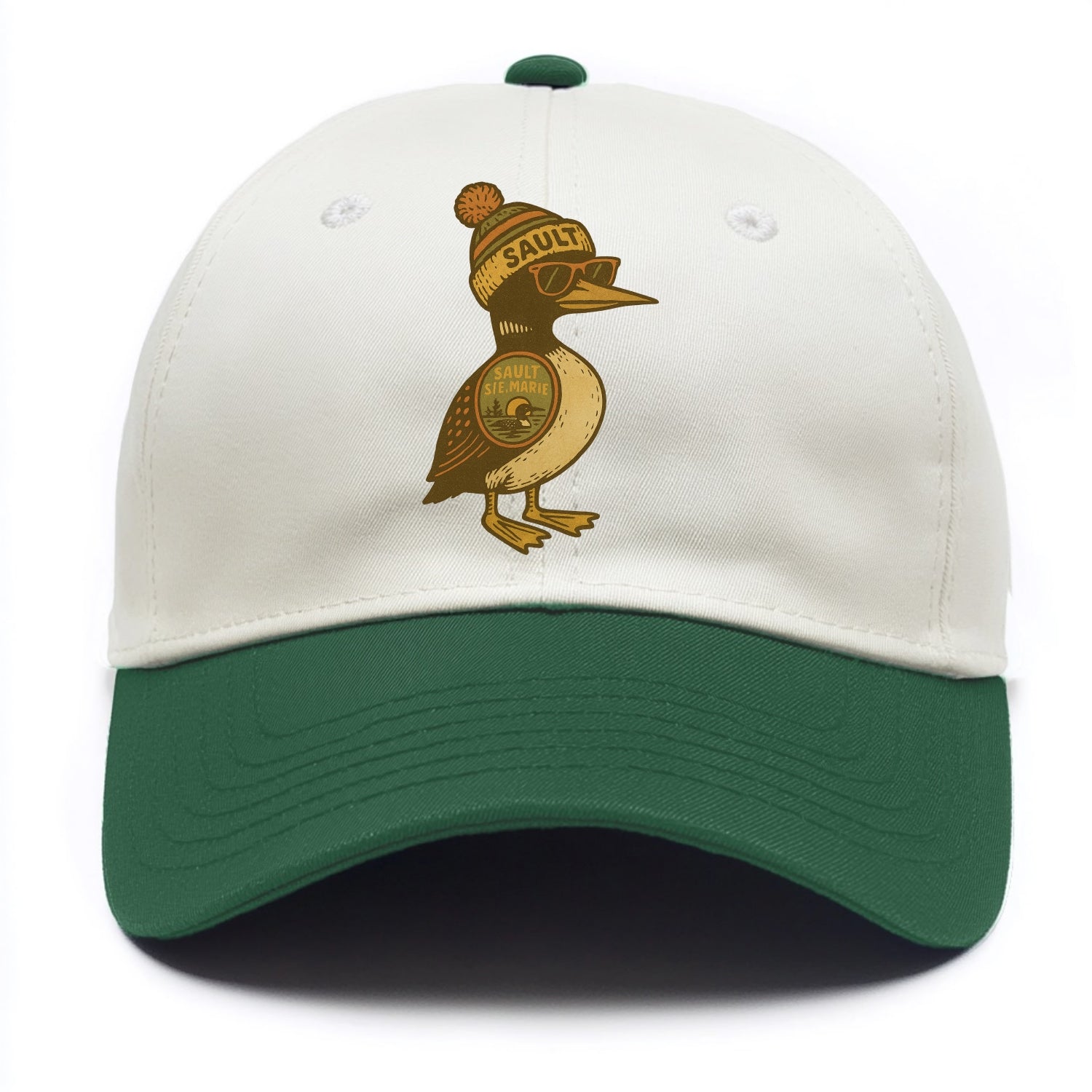 Sault Ste Marie Loon wearing Sault beani - Two Tone Cap - Green