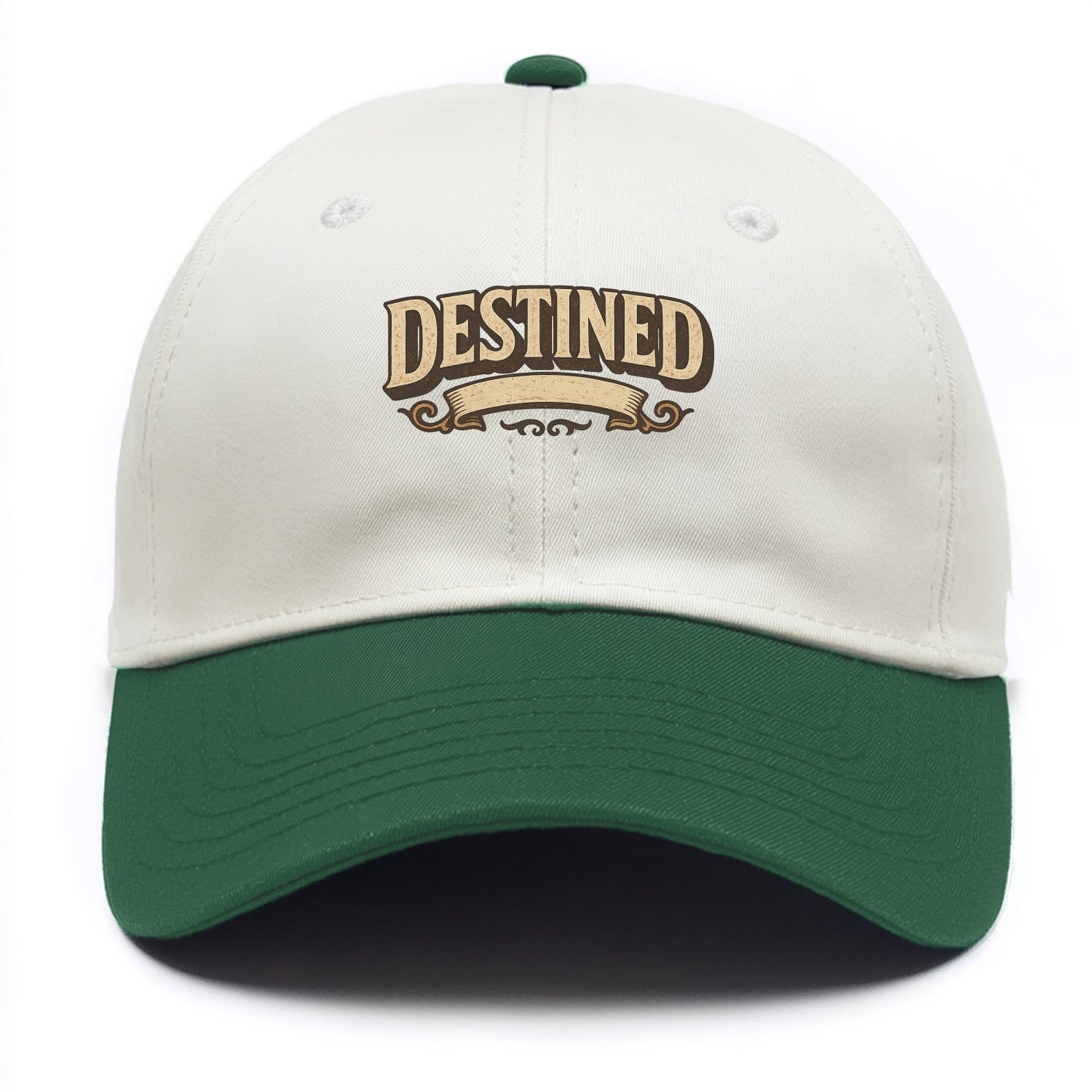 Bold typography design - "DESTINED" - fated for greatness - Two Tone Cap - Green