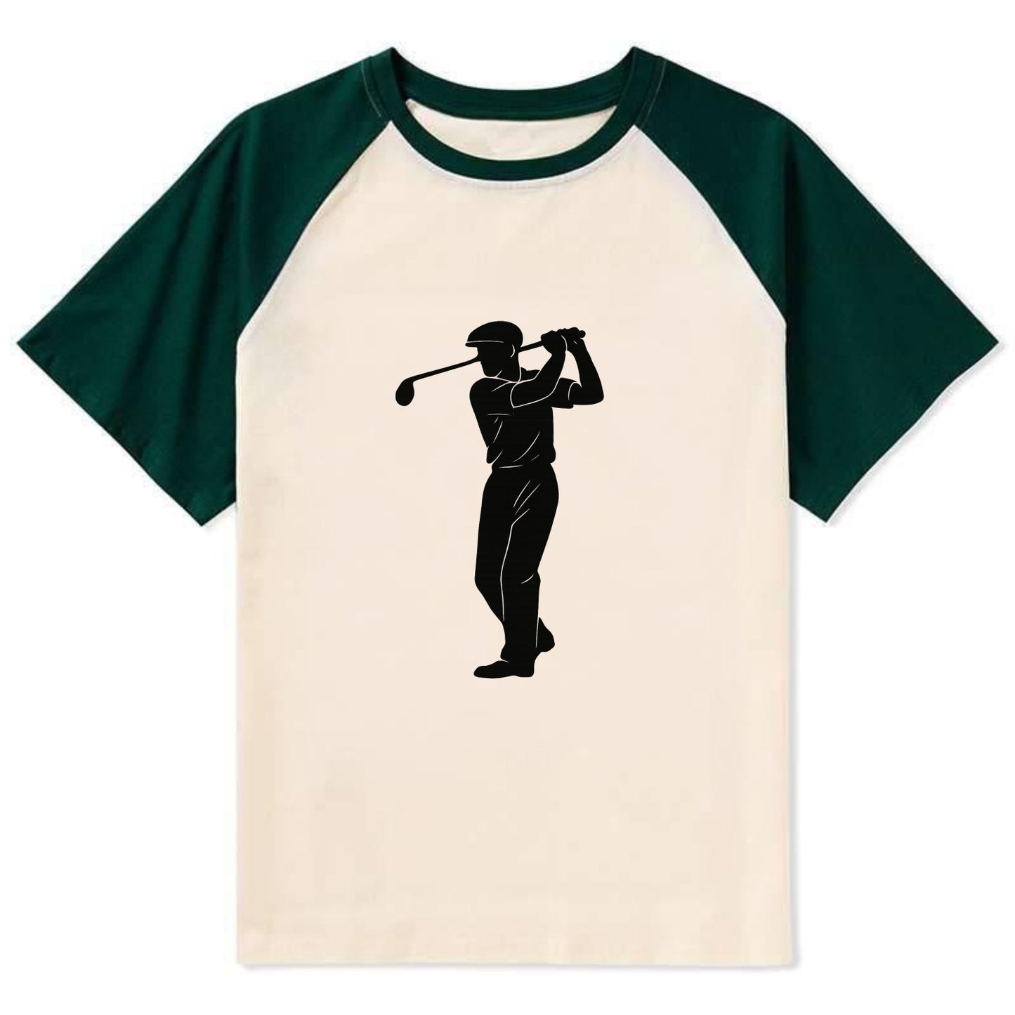 Golfer mid-swing with driver - Contrast Raglan T-shirt - Green