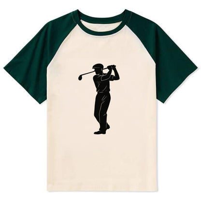 Golfer mid-swing with driver - Contrast Raglan T-shirt - Green