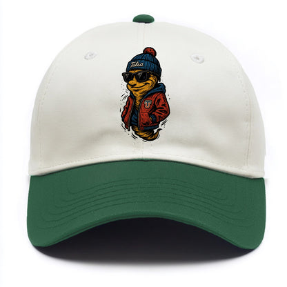 Tulsa Hurricane wearing Tulsa beanie with TU patch - Two Tone Cap - Green