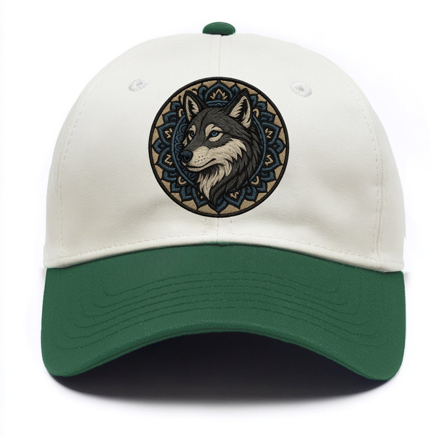 Mandala Wolf Pattern  - Two Tone Cap - Green