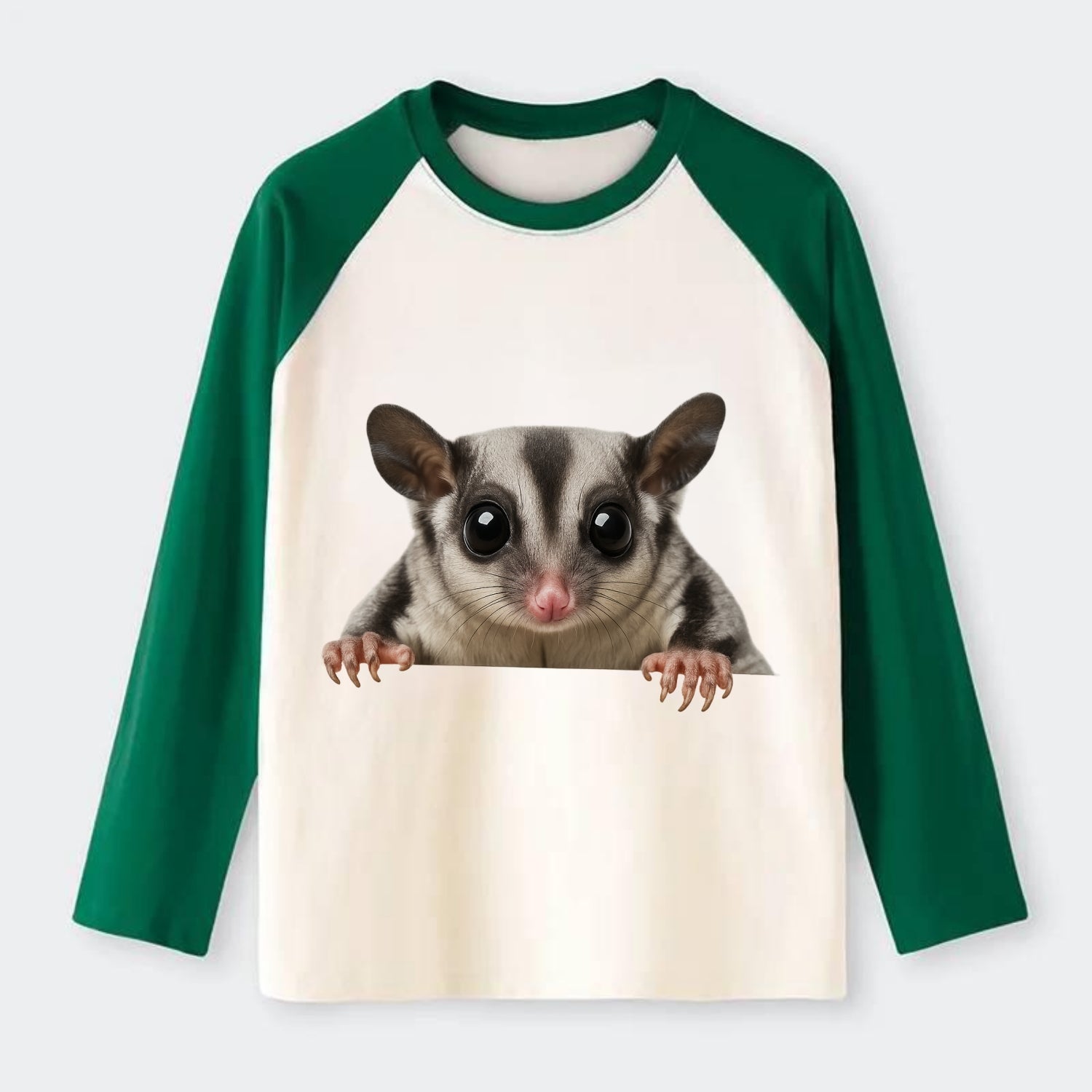 Sugar Glider  - Raglan Long Sleeve T-Shirt - Green
