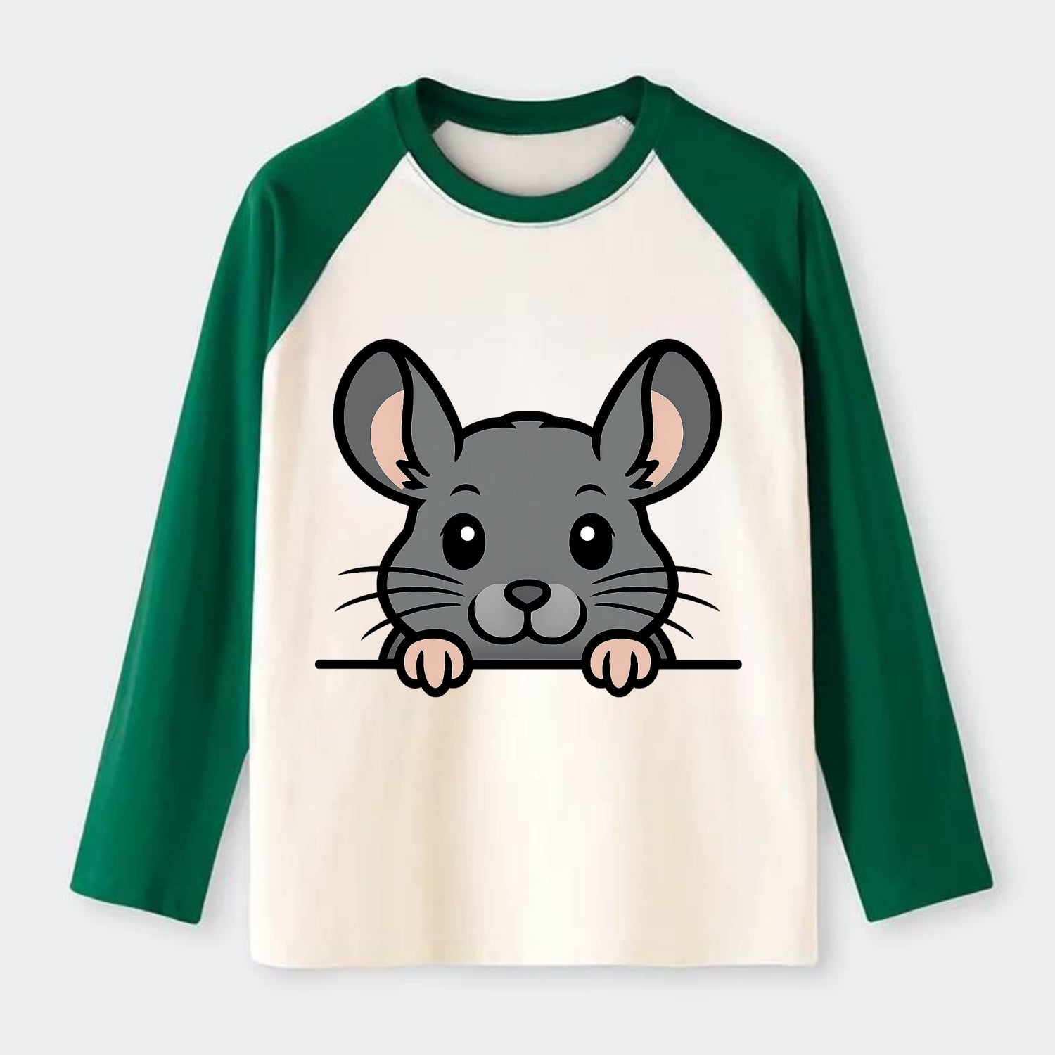Chinchilla  - Raglan Long Sleeve T-Shirt - Green