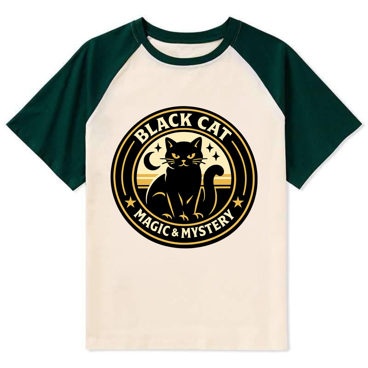 Midnight Prowler Emblem - Contrast Raglan T-shirt - Green