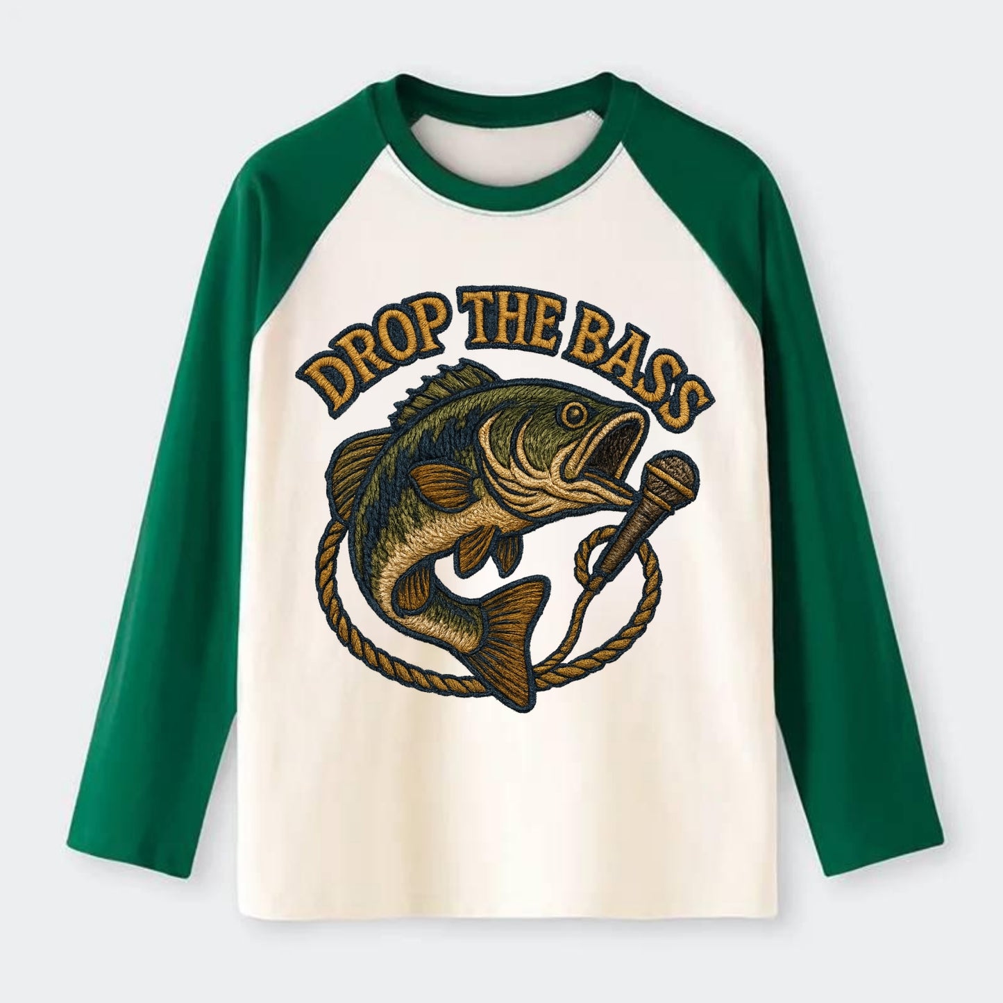 Drop The Bass  - Raglan Long Sleeve T-Shirt - Green