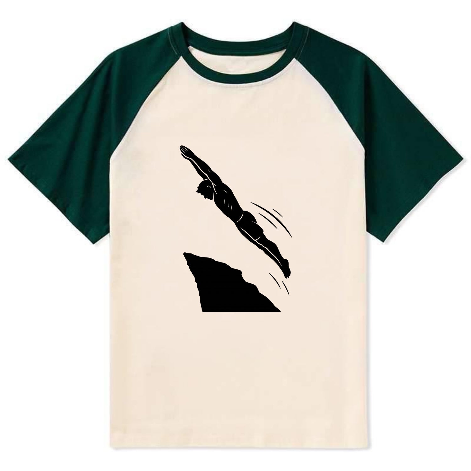 Cliff diver perfect form - Contrast Raglan T-shirt - Green