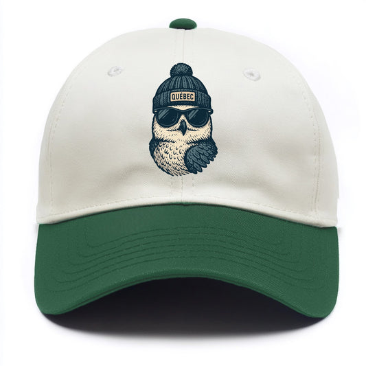 Quebec City Snowy Owl wearing Quebec bea - Two Tone Cap - Green