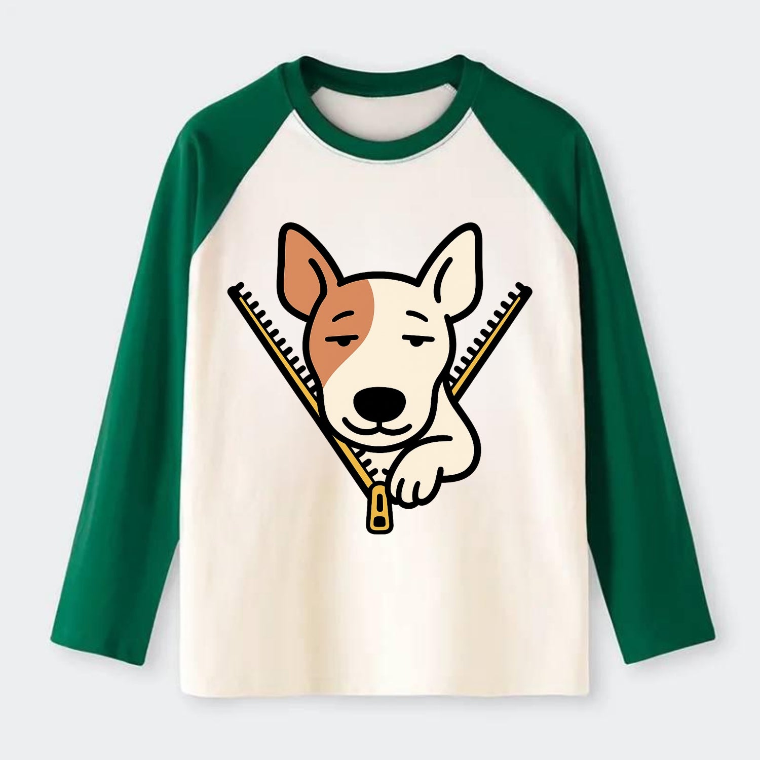 Bull Terrier - Raglan Long Sleeve T-Shirt - Green