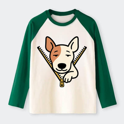 Bull Terrier - Raglan Long Sleeve T-Shirt - Green