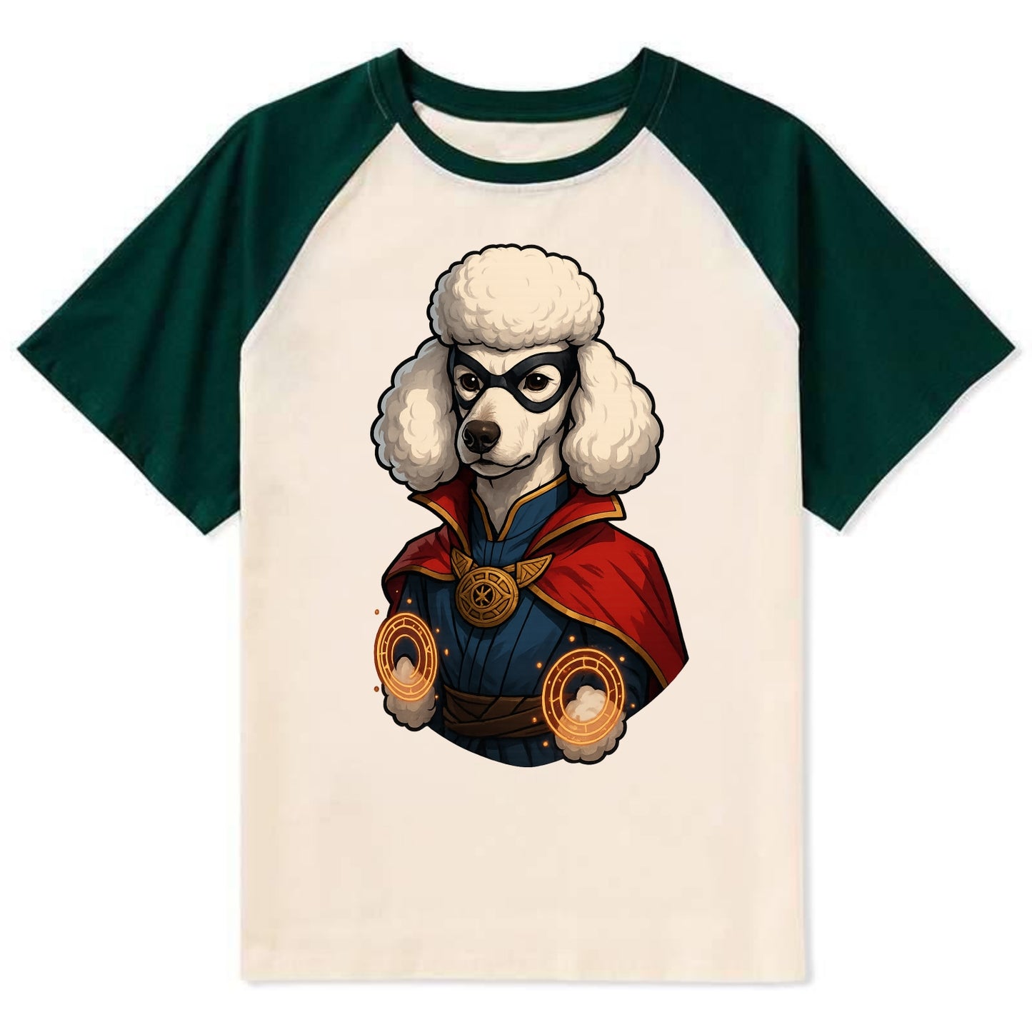 Poodle Doctor Strange  - Contrast Raglan T-shirt - Green