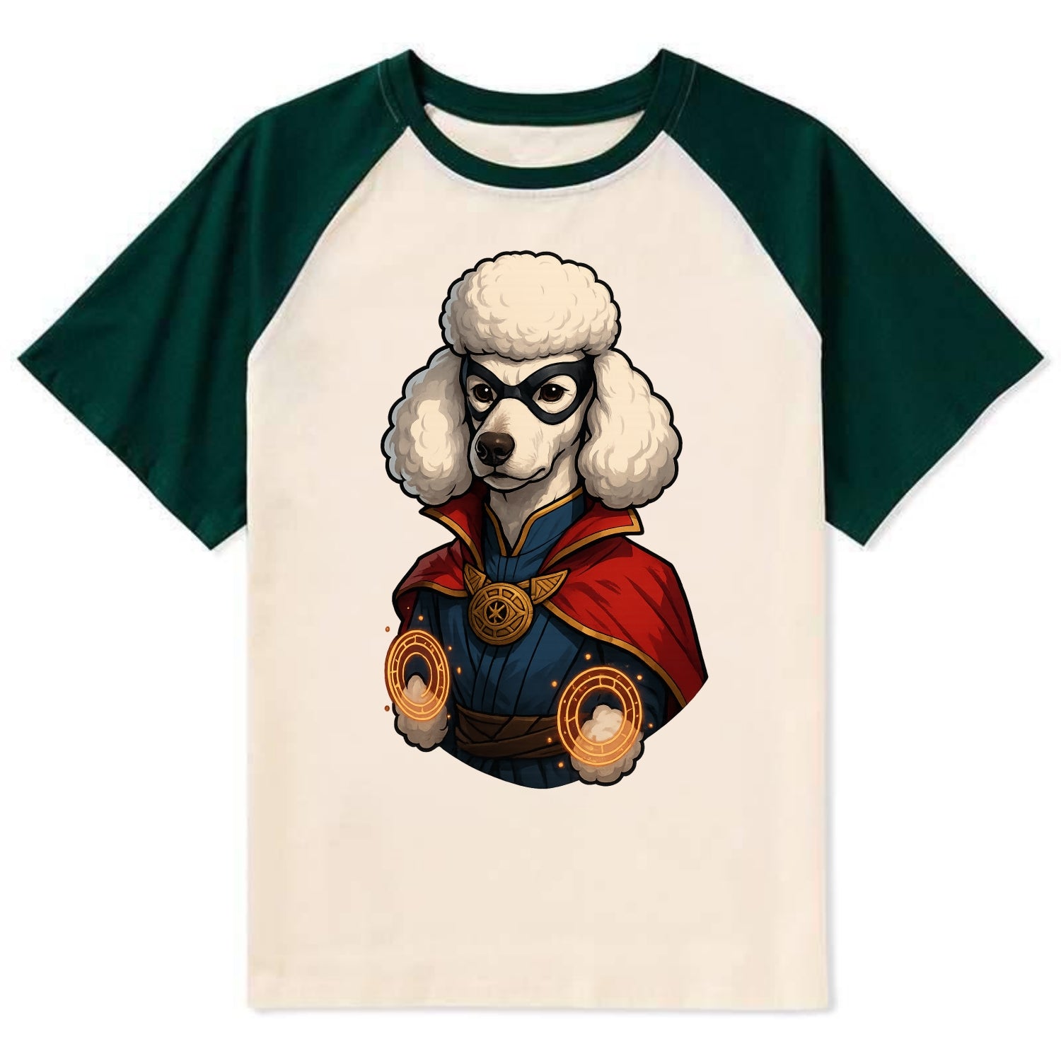 Poodle Doctor Strange  - Contrast Raglan T-shirt - Green