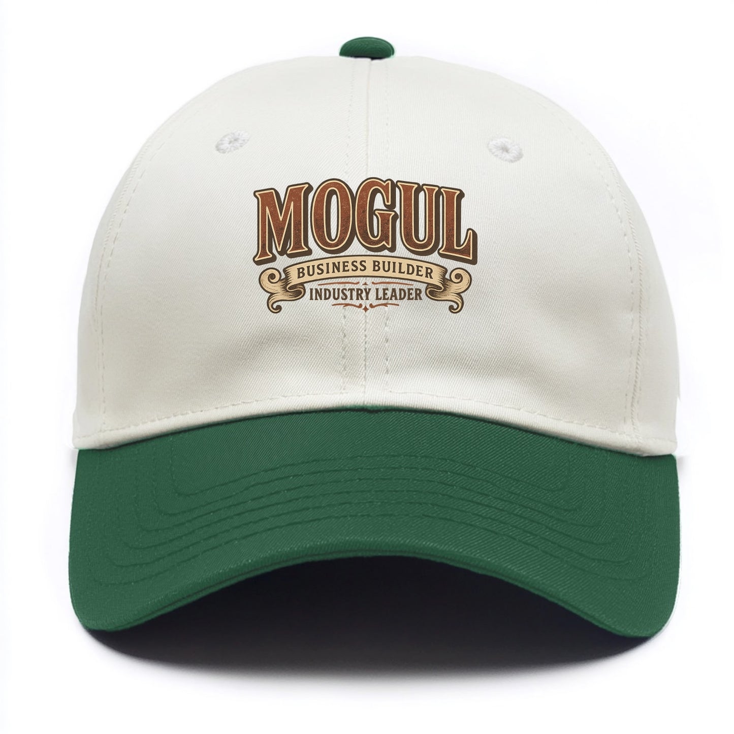 Bold typography design - "MOGUL" - business builder, industry leader - Two Tone Cap - Green