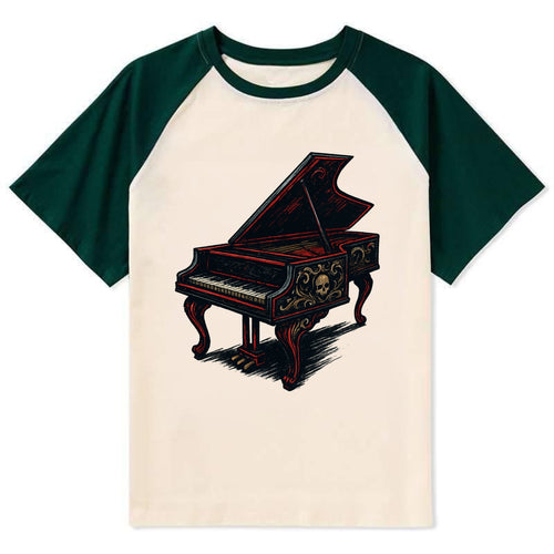 Harpsichord with baroque decorative styling - Contrast Raglan T-shirt