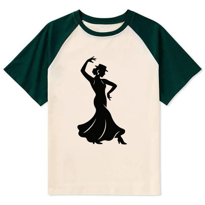 Flamenco dancer passionate stance - Contrast Raglan T-shirt - Green