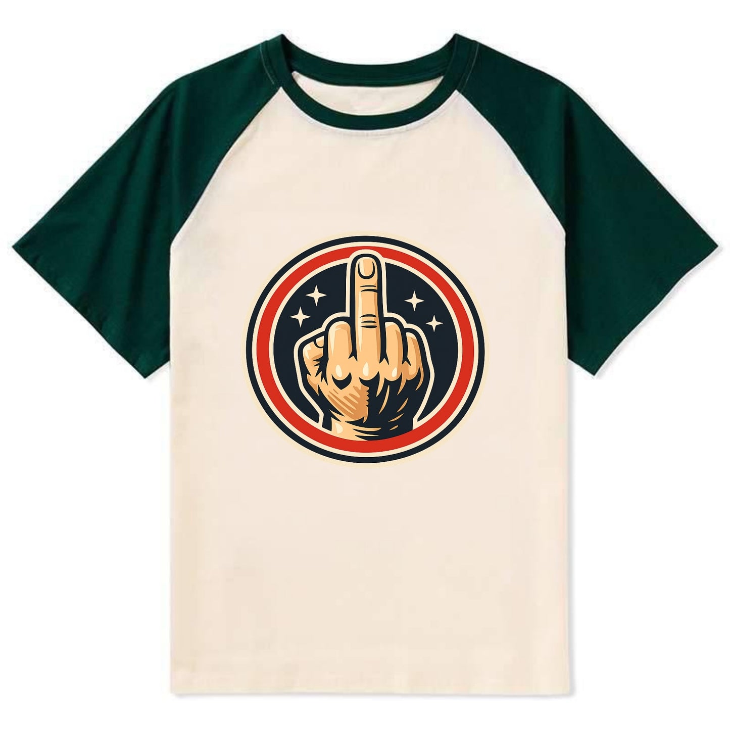 Defiant Spirit Emblem - Contrast Raglan T-shirt - Green