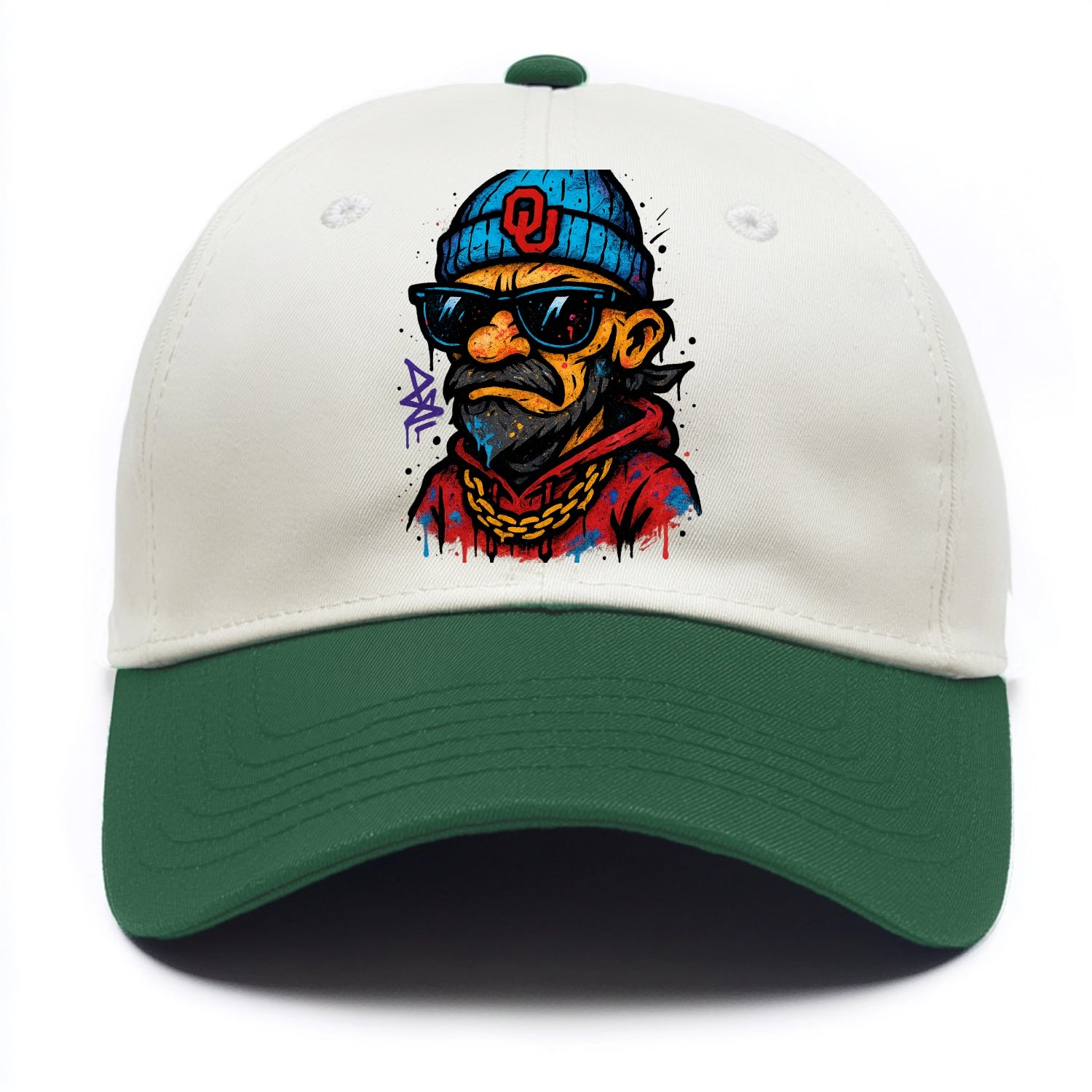 Norman Sooner wearing Oklahoma beanie with OU patch - Two Tone Cap - Green