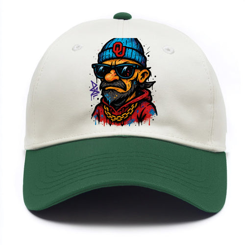 Norman Sooner wearing Oklahoma beanie with OU patch - Two Tone Cap