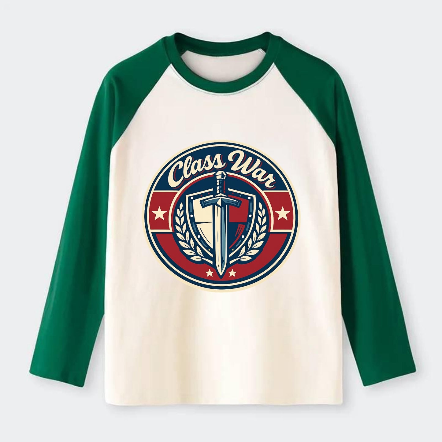 class war - Raglan Long Sleeve T-Shirt - Green